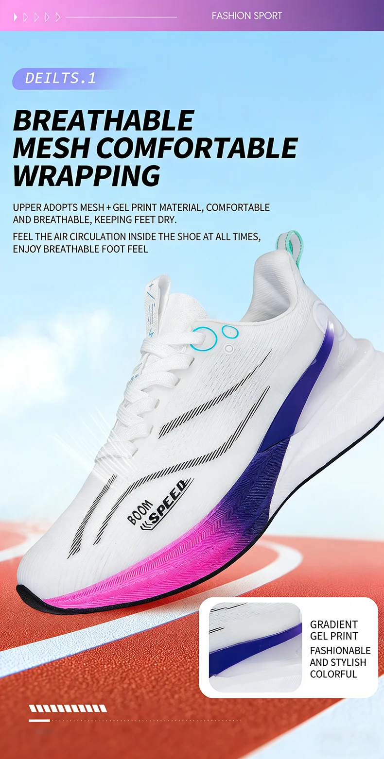 Carbonfaser-Laufschuhe mit atmungsaktivem Mesh und stabiler Sohle für Marathonrennen, Straßentraining, Herren und Damen, leicht und stoßdämpfend – Detail 4
