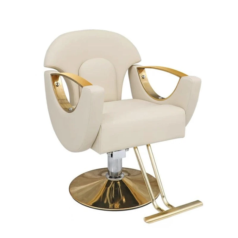 

High-end barber chair for hair salon can be rotated, lifted and lowered, stainless steel light luxury fashion haircut