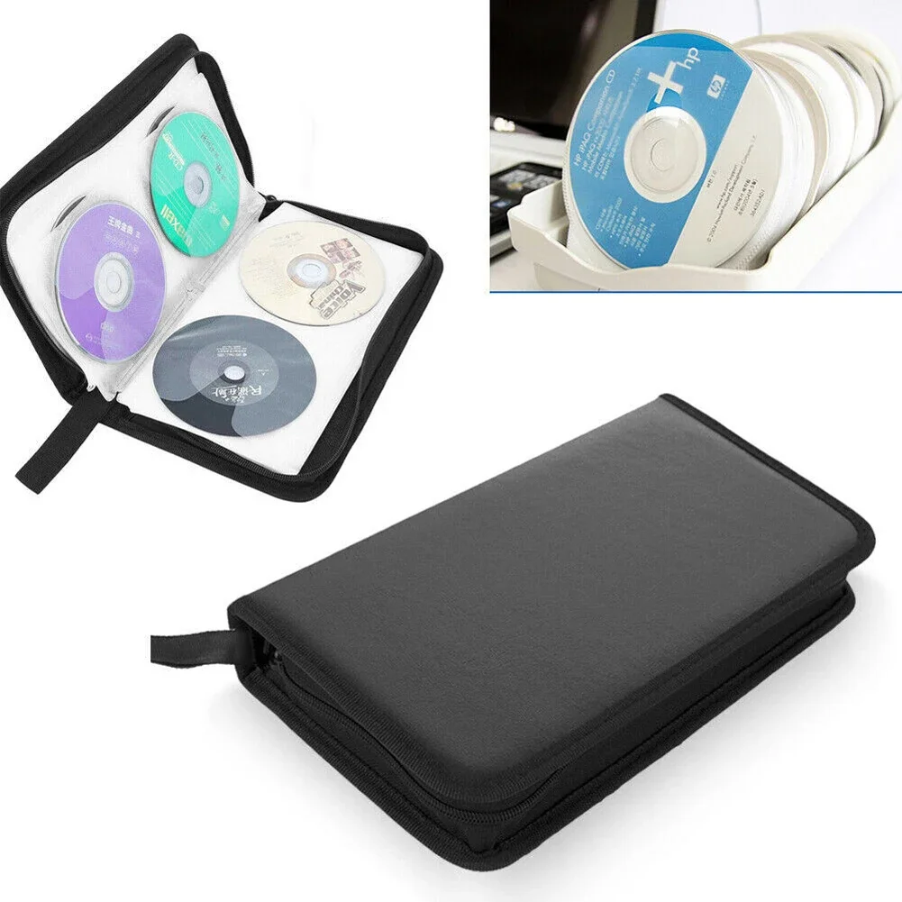 Portable Zipper DVD CD Holder 80pcs Capacity Storage Pouch Bag Double-side CD DVD Storage Sleeve Case Wallet Album Carrying Case