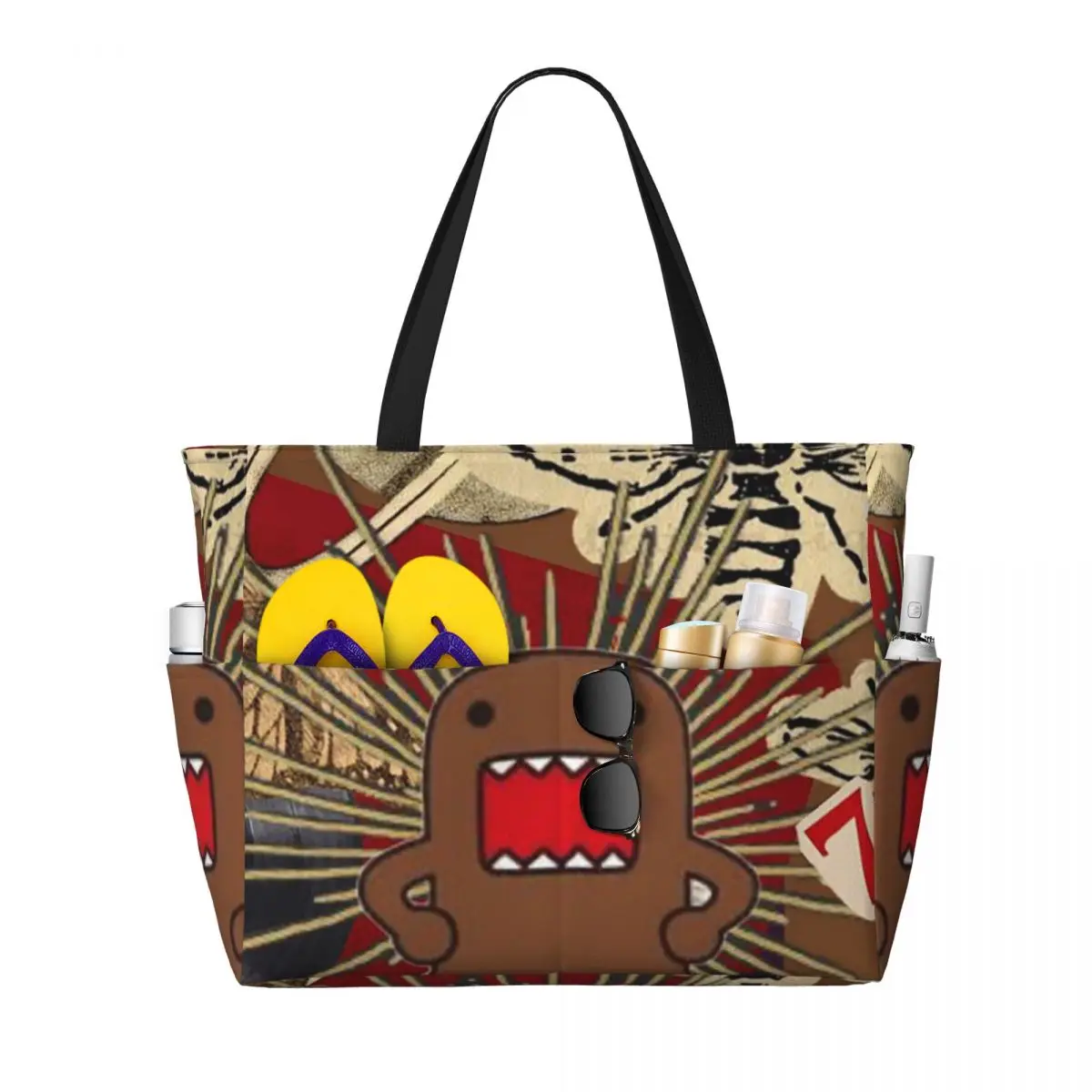 Domo Kun Doll Face Graphic Beach Tote Bag Sport Gym Yoga Duffle Large Tote Bag Women Travel Bag Fitness bag