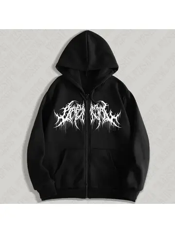 Y2K hoodie, men, clothes with graphic prints, hip hop style, gothic, gothic, long sleeves, winter, high street