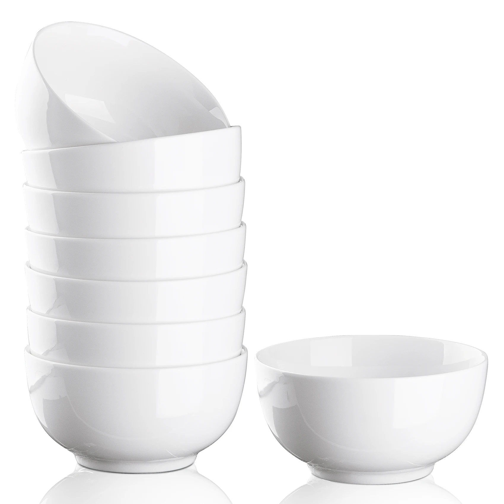 10 Ounce Porcelain Bowls Set 8 Pack Premium White Ceramic Bowls for Cereal, Soup, Salad, Pasta, Prep, Rice, Ice cream, Microwave