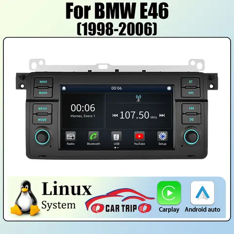 Sistema GPS Multimedia para coche de 7 pulgadas, 4G, para BMW E46 1998-2006 M3 318/320/325/330/335 con CarPlay Android Auto Linux Autoradio 2din