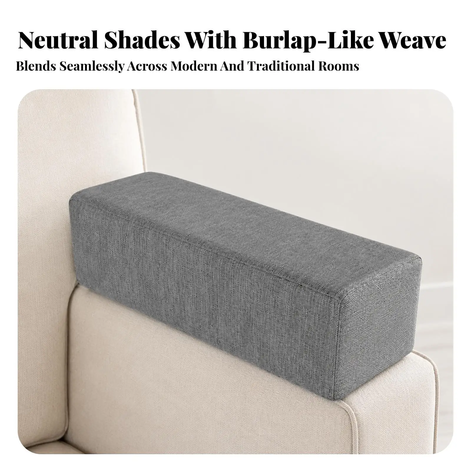Durable Stitched Sofa Armrest Pillow Sponge Filled Linen Cover for Couch Gap Filler Support