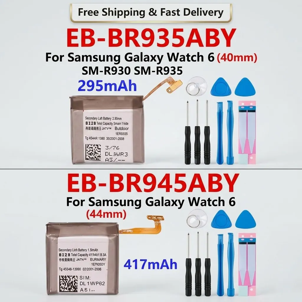 

Аккумулятор EB-BR935ABY EB-BR945ABY для Samsung Galaxy Watch 6 40 мм SM-R930 SM-R935 44 мм, умные часы, с полным комплектом инструментов