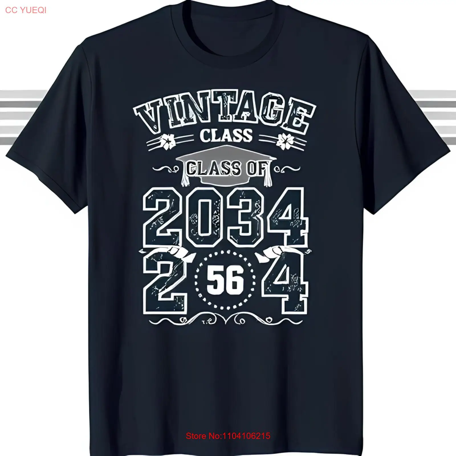 

Vintage Class of 2034 Men's Black T-Shirt with Graduation Graphic