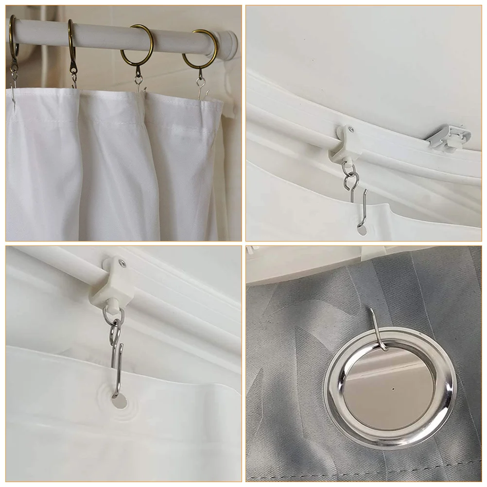 

120Pcs Car Sunshade Curtain Hooks Silver Hanging Hooks Strong Load Bearing Easy Use for Curtains Household Curtain Rings