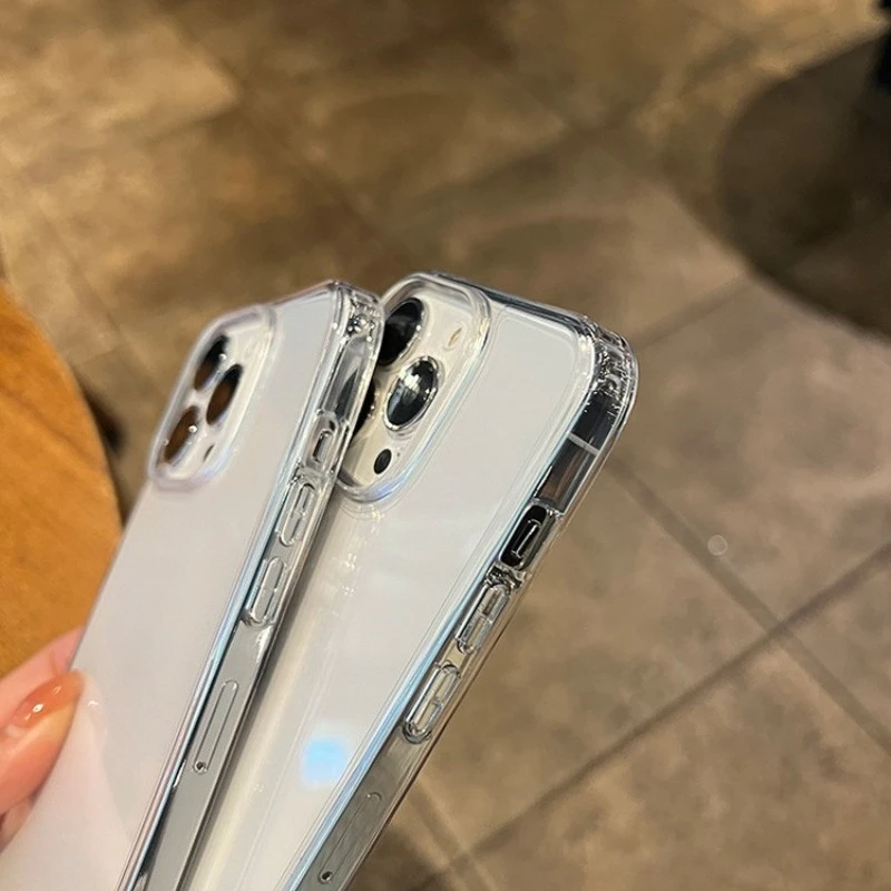 2025 New Clear Acrylic Phone Case for iPhone 17/16 Pro Max/15/14 Pro Max/13 Drop Protection Groove Epoxy Protective Cover
