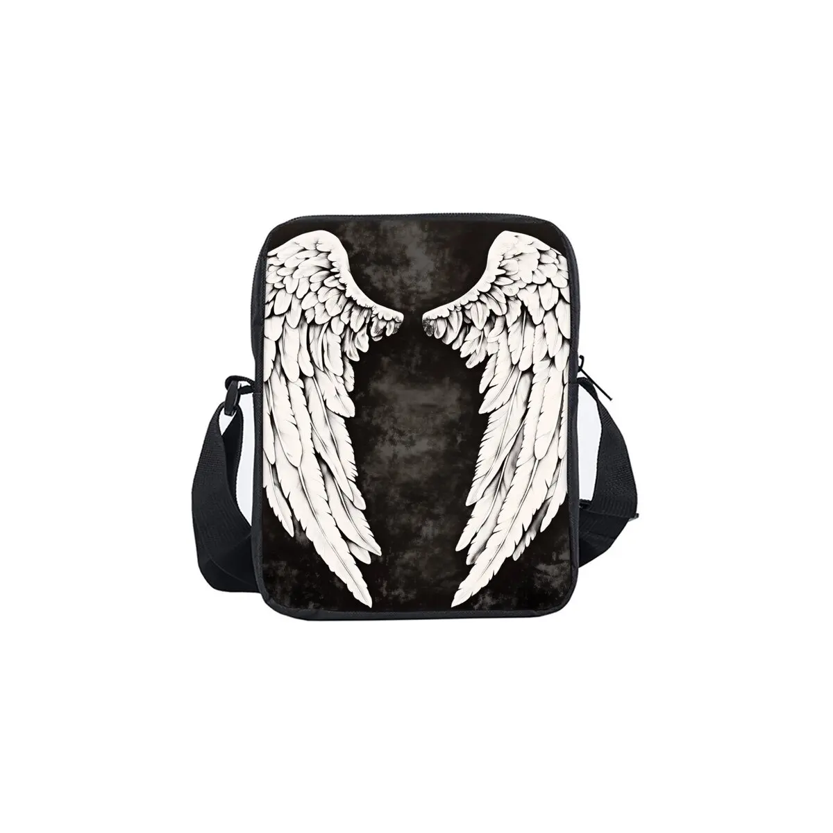 Angel Wings Print Single Sided Messenger Bag for Boy/Girls Children Best Gifts 2D Flat Cartoon Casual Crossbody Bag