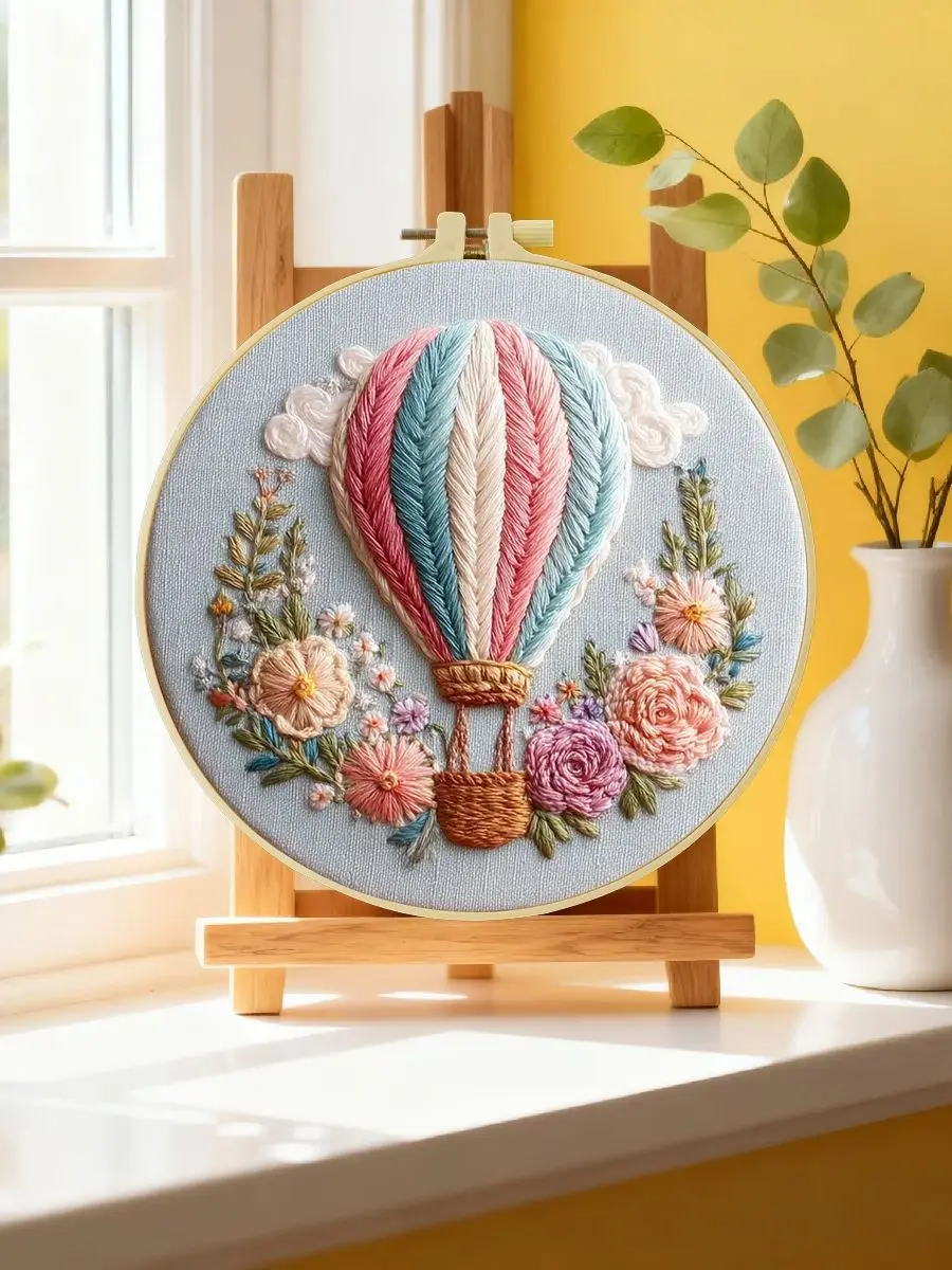 1 Stück 20X20CM/15X15CM 7,87/6,3 Zoll Heißluftballon-Tasche Stickerei-Starter-Kit DIY-Kit DIY-Stickerei-Kit Handarbeiten – Detail 6