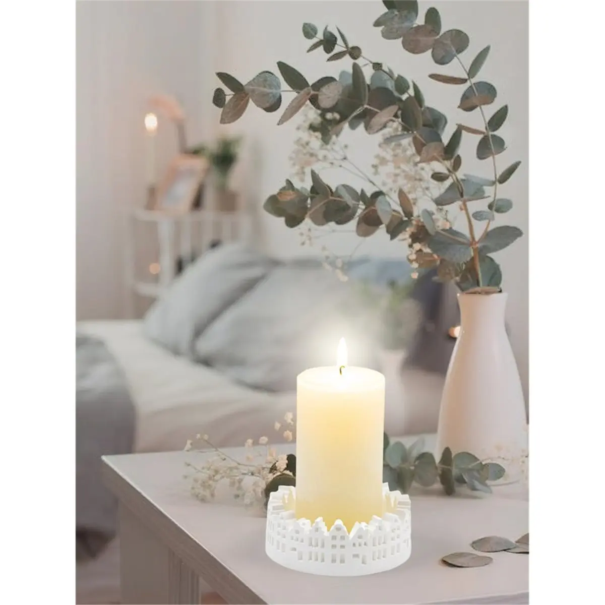 Reliable- Cement Plaster Storage Tray Molds Ring-Shaped Hollowed Out House Candle Base Epoxy Resin Mould Home Decor