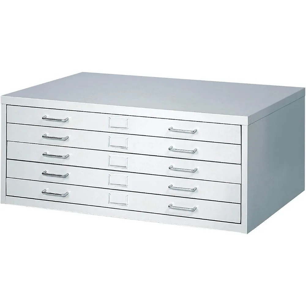 

Light Gray 5-Drawer Steel Flat File Cabinet, Small, Optional Base Available Separately