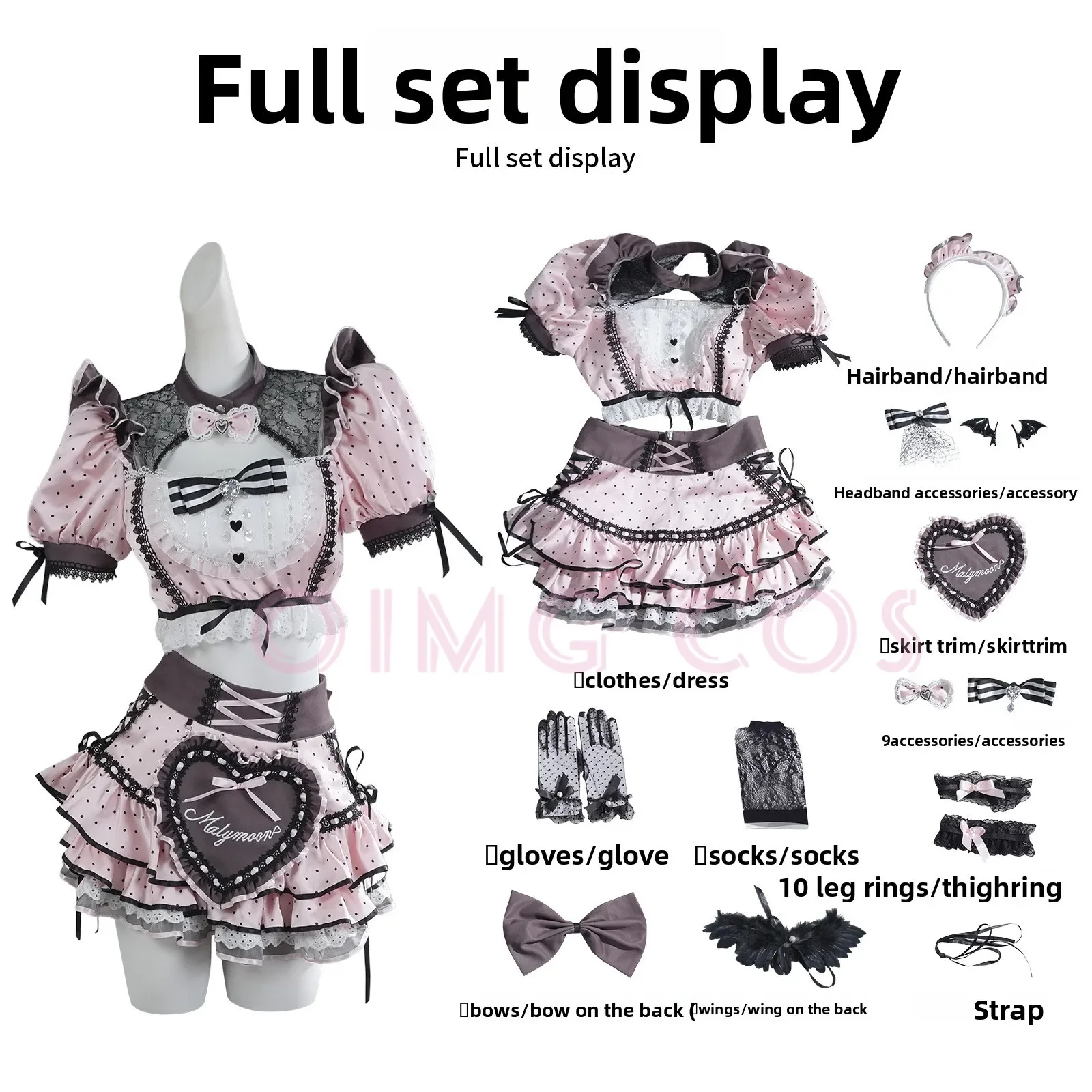 Polka Dot Maid Outfit Cosplay Costume  Adult Halloween Carnival Cloak For Comic Con Cos Events view 6