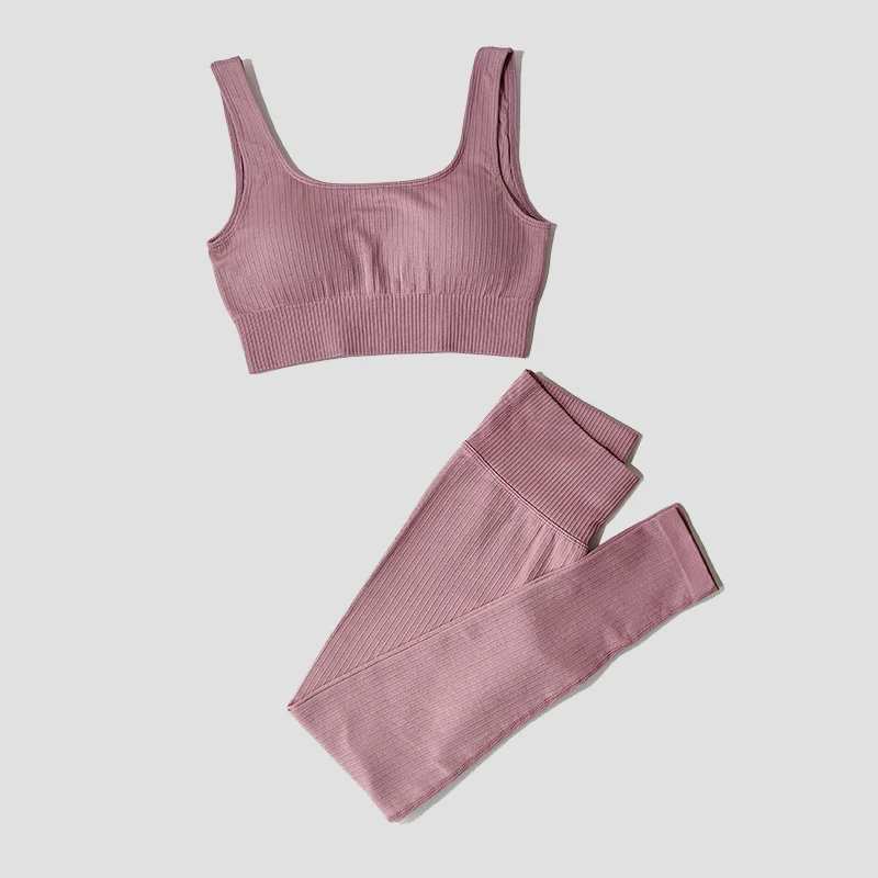 Conjunto de ropa deportiva para mujer, mallas deportivas de cintura alta, Sujetador deportivo, ropa de gimnasio, conjunto de entrenamiento, traje