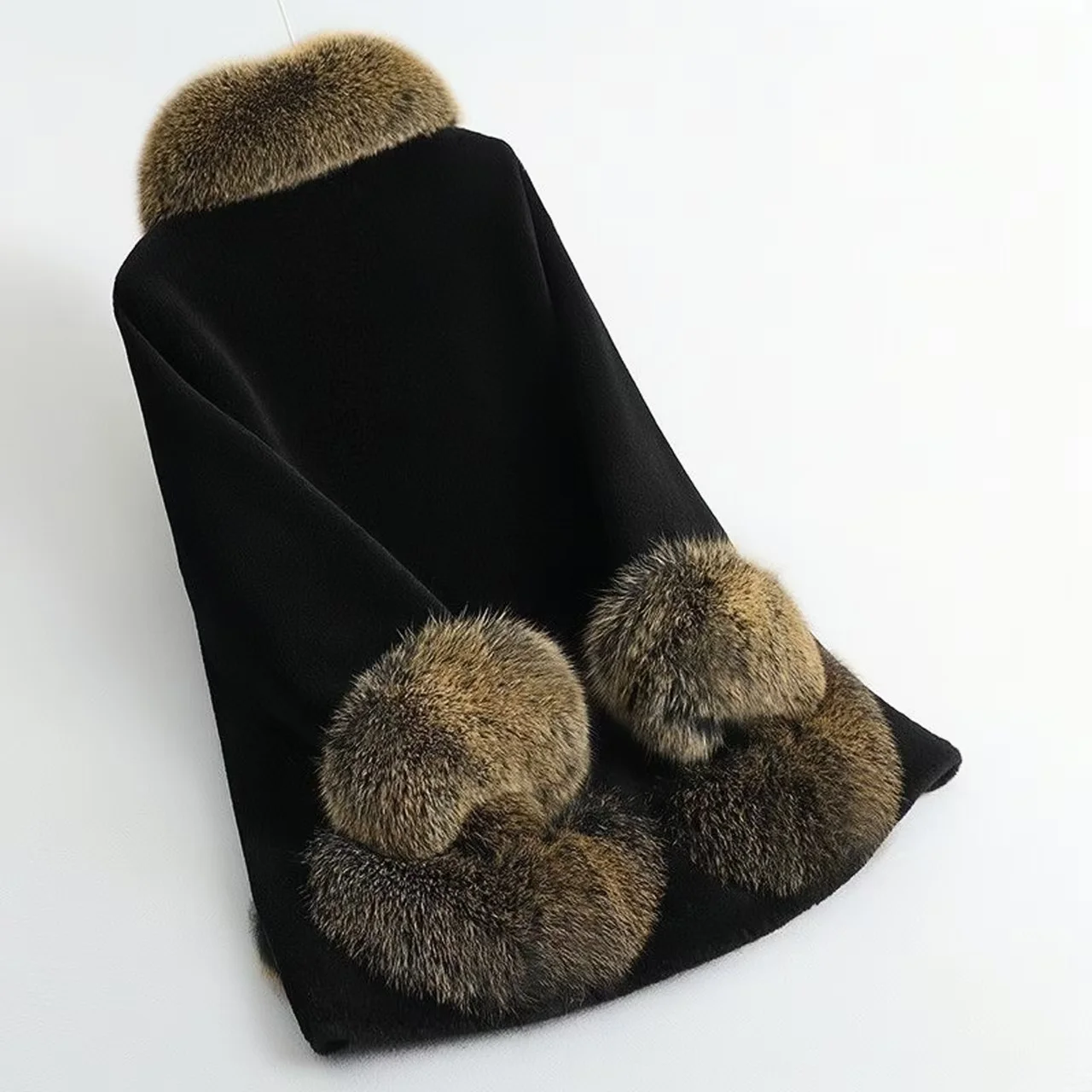 Faux Mink Fur Coat for Women,Covered Button Jacket,Faux Fox Fur Collar Outwear,Autumn and Winter,2025