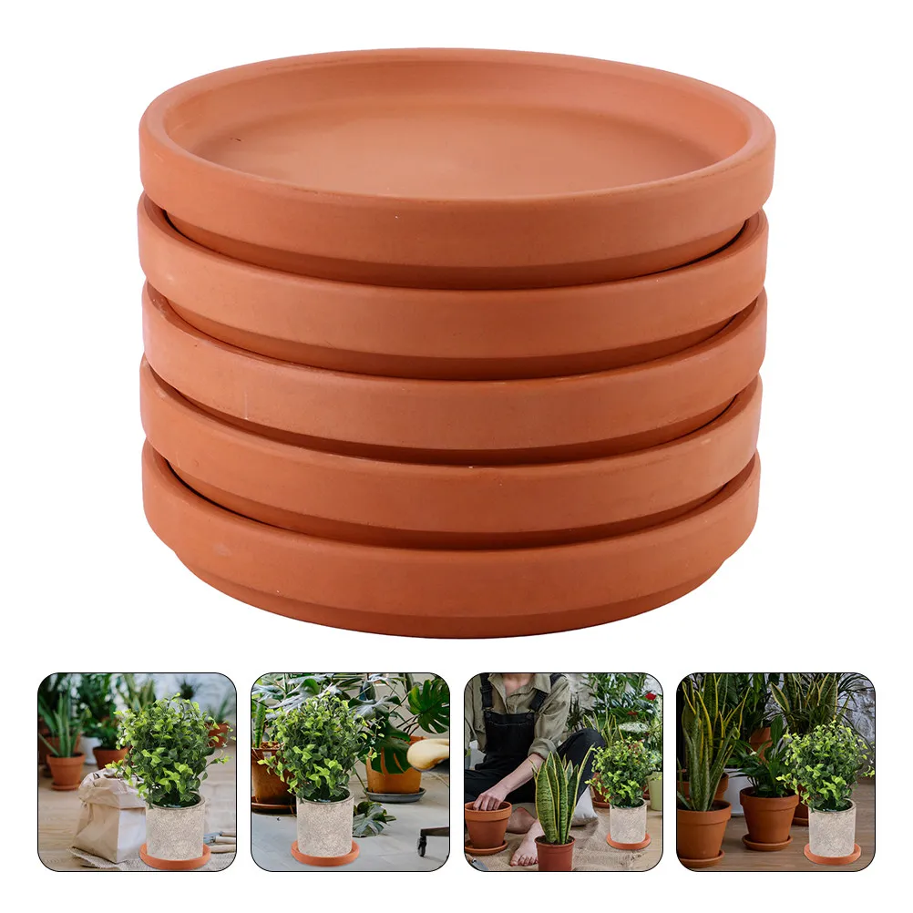 5Pcs Pottery Flower Pot Tray Plant Saucer Round Planter Tray Gardening Tool Indoor Outdoor Waterproof Soil Water Catcher