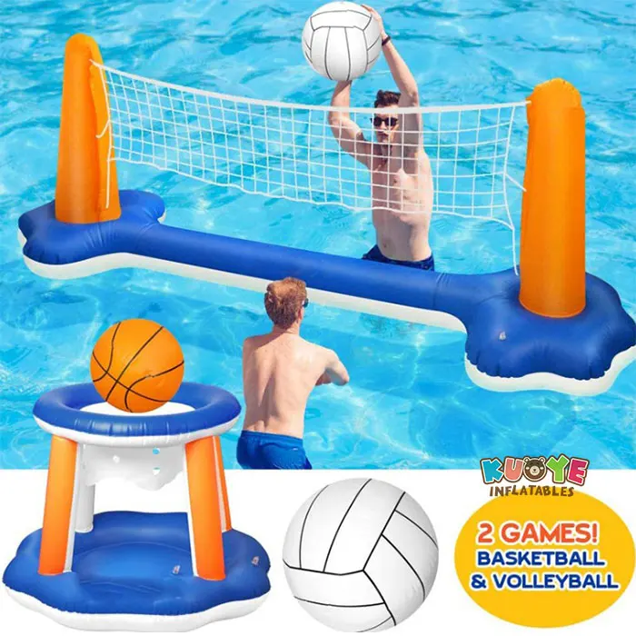 Inflatable swimming pool floating set volleyball net and basketball box floating pool swimming game toy water-filled sports set