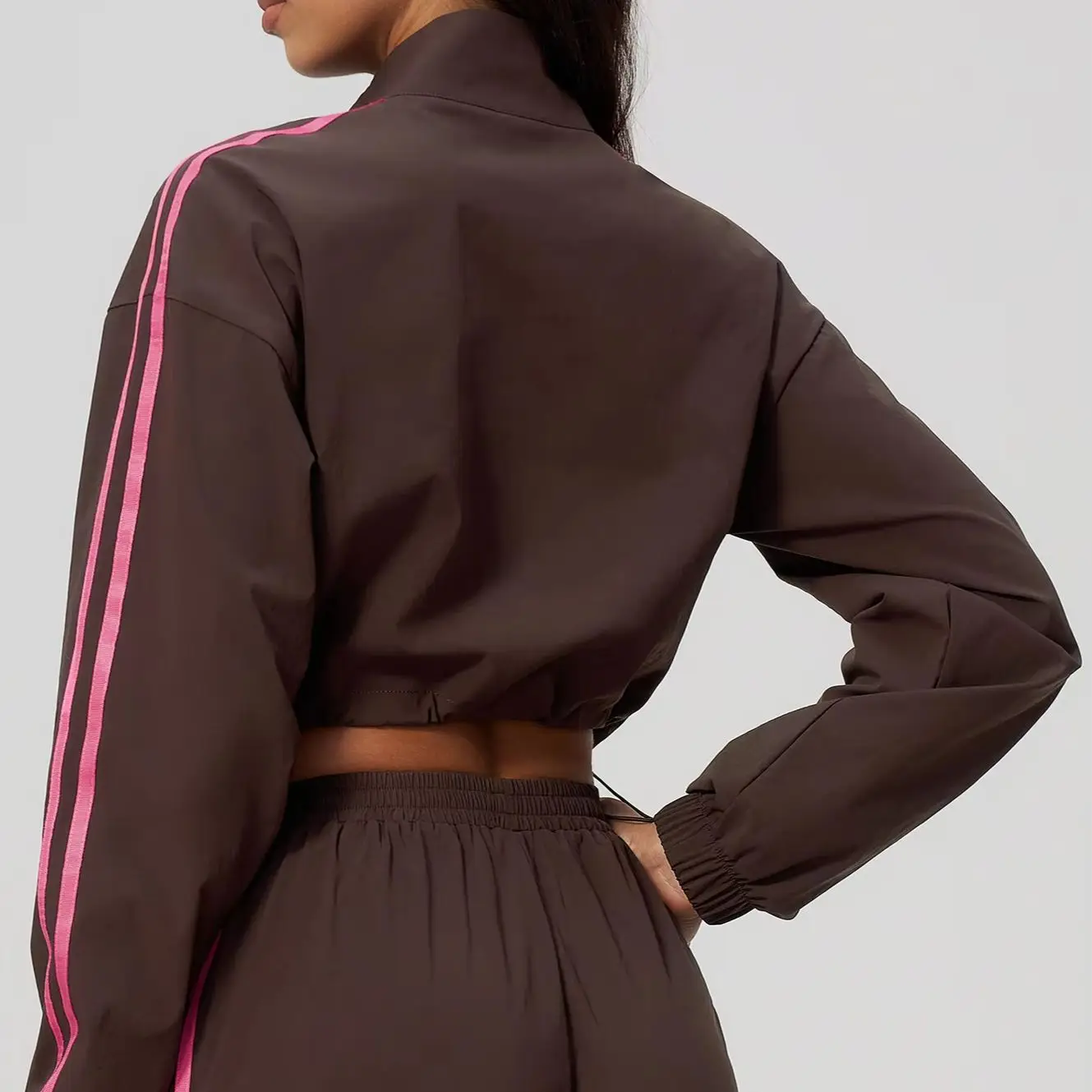 Stand up Collar Sports Jacket Zipper Yoga Long Sleeve Women's Fitness Sport Shirts Gym Workout Top Outdoor Running Cycling Coats