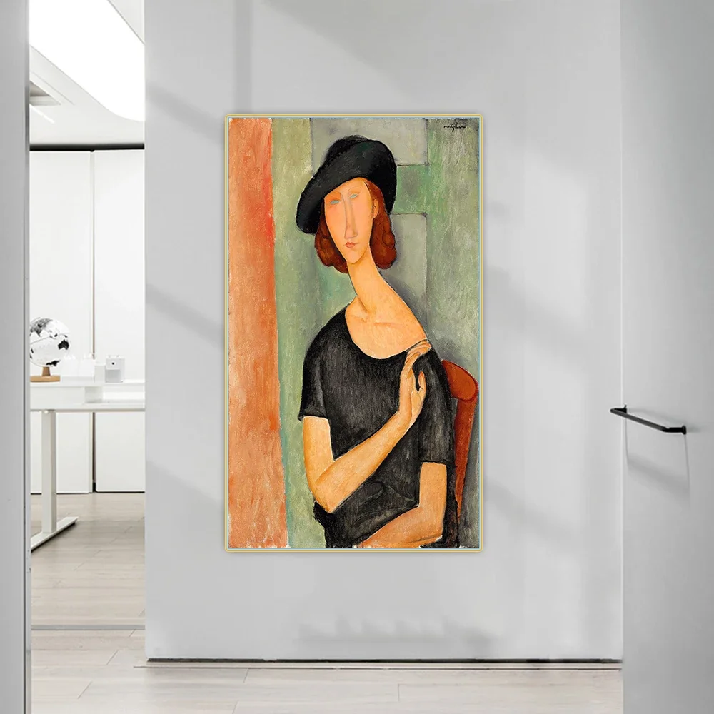 Amedeo Modigliani《Jeanne Hebuterne》Canvas Oil Painting Artwork Aesthetic Poster Picture Wall Hanging Decor Home Decoration