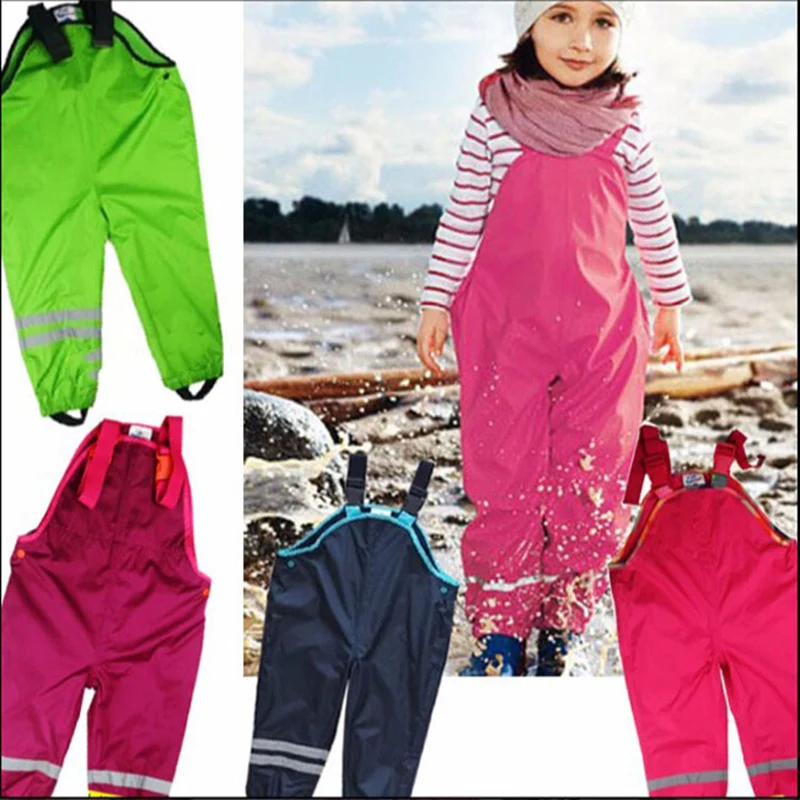 Baby Girls Boys Waterproof Overalls Baby Kids Overalls Trousers Outdoor Pants High Quality Kids Windproof Pants Rain Pants