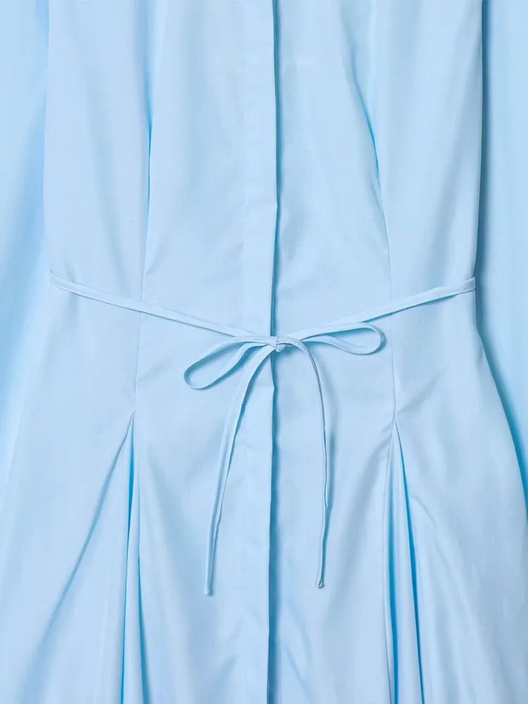 Neue Damenmode im europäischen Stil, vielseitiges Temperament, einfaches Revers, lange Ärmel, Taille, Krawatte, Hemdkleid