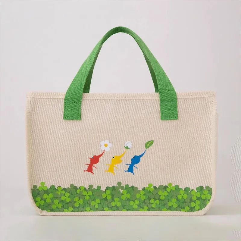New Kawaii Cute Pikmin Kids Canvas Handbags Woman Lunch Bags Tote Bag For Children