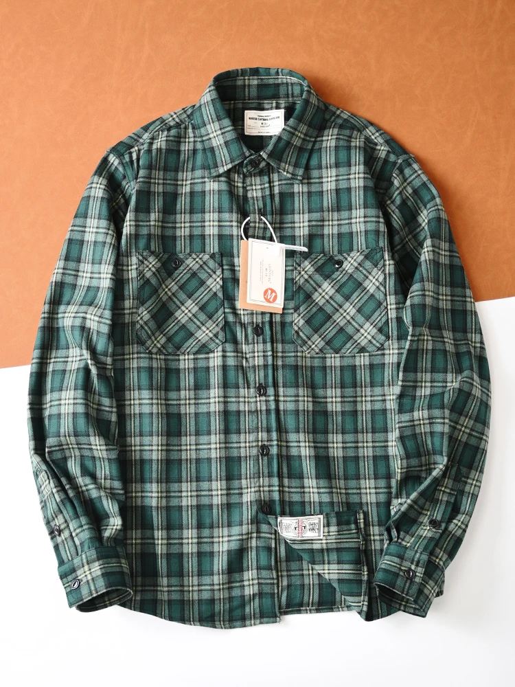 

Men's Pure Cotton Long Sve irt Casual Plaid Pattern Heavyweight Trendy Spring Outerwear Loose Fit Spring 2024