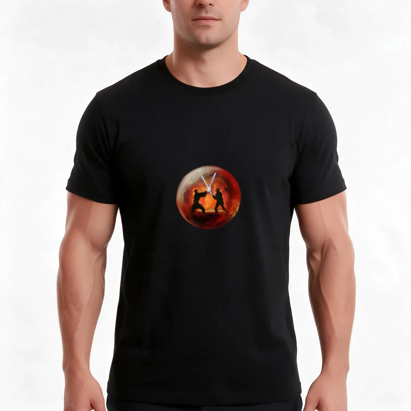 Mustafar T-Shirt, Summer Casual Cotton Tee, Oversized Streetwear Tops, Vintage Graphic Print, Loose Fit Short Sleeve