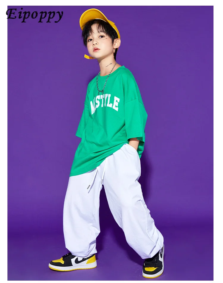 بدلة أطفال فضفاضة بأكمام قصيرة ، ملابس هيب هوب عصرية للأولاد ، وسيم