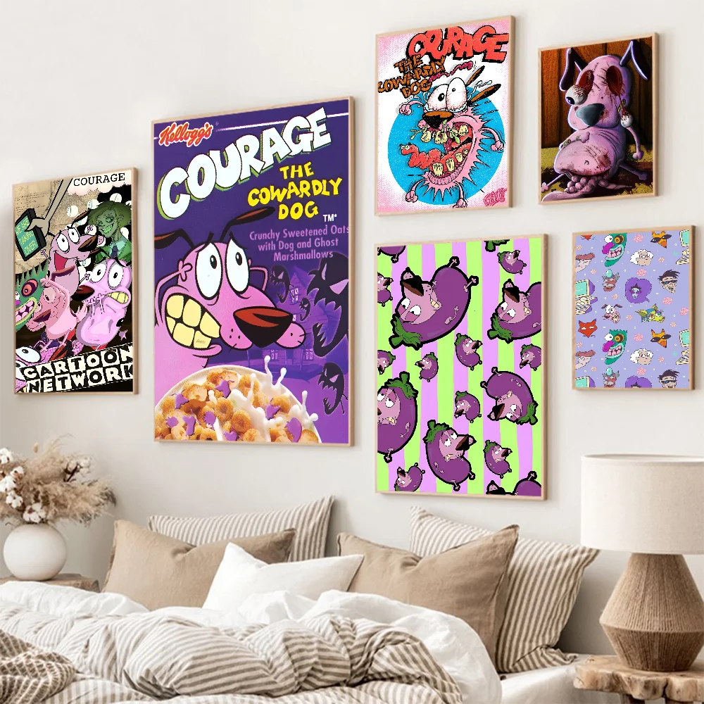 Cartoon C-COURAGE The C-Cowardly D-Dog Self-adhesive Art Poster HD Quality Wall Art Retro Posters For Home Home Decor