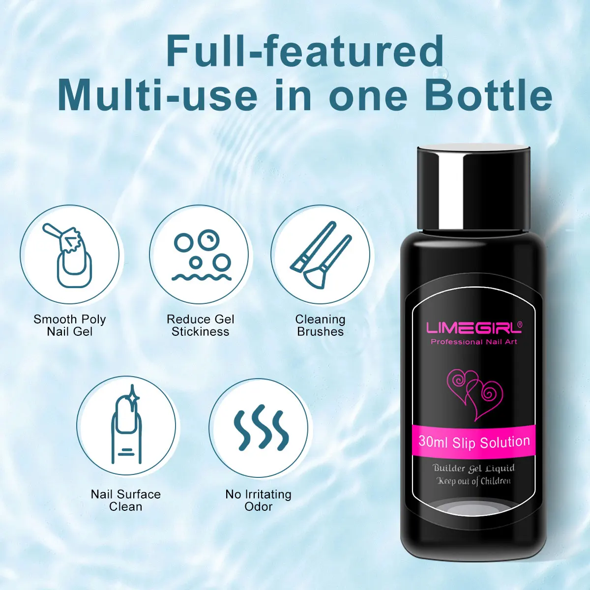 LIMEGIRL 30ML Gel ad espansione rapida Lucidatura Soluzione antiscivolo Gel Gel di estensione per nail art liquido acrilico trasparente semipermanente