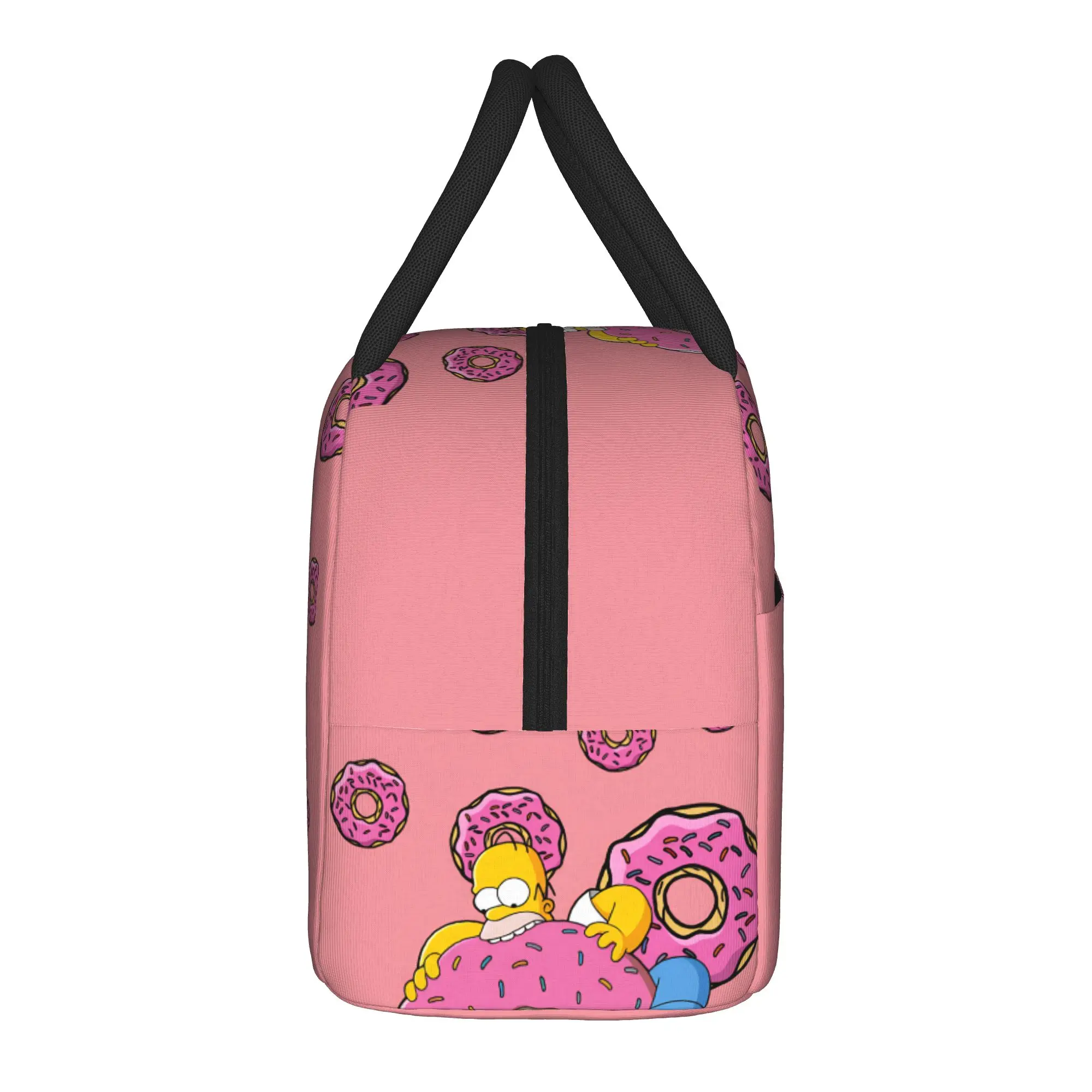 Homer S-Simpson Pink Donut Fun Lunch Bag  Retro Lunch Box For Child School Portable Cooler Bag Oxford Print Tote Food Bags