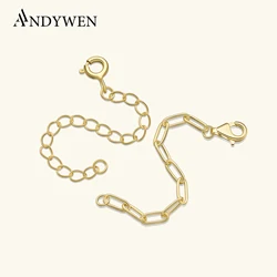ANDYWEN 925 Sterling Silver Circle Adjustable Extend Chain Cuban Extension Chain Women Spare Parts Necklace Accessories