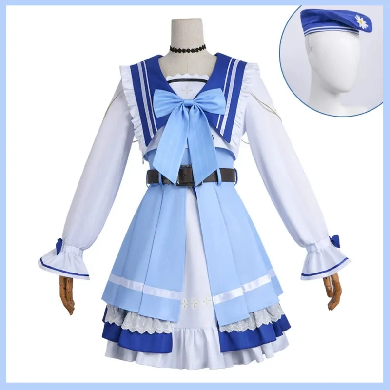 5;e,8\v,5/XqAnime Game Wuthering Waves Phoebe Cosplay Costume Japan South Korea JK Uniform White Coat Skirt Wig Woman f,5'h\8/m' view 4