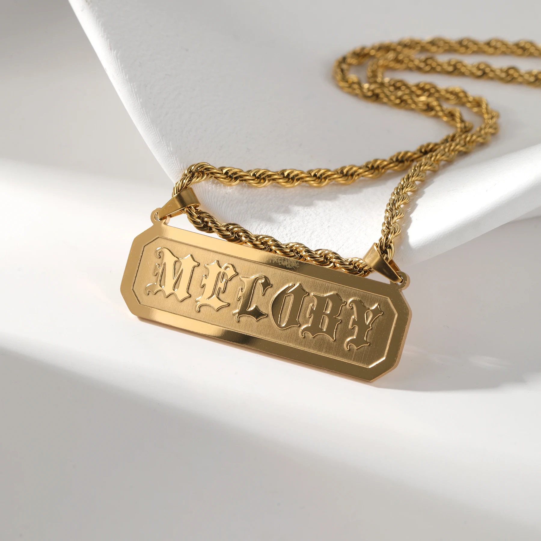 

Ожерелье с подвеской в готическом стиле на заказ, персонализированное позолоченное ожерелье-цепочка из веревки, уникальные модные первоначальные ожерелья на Рождество