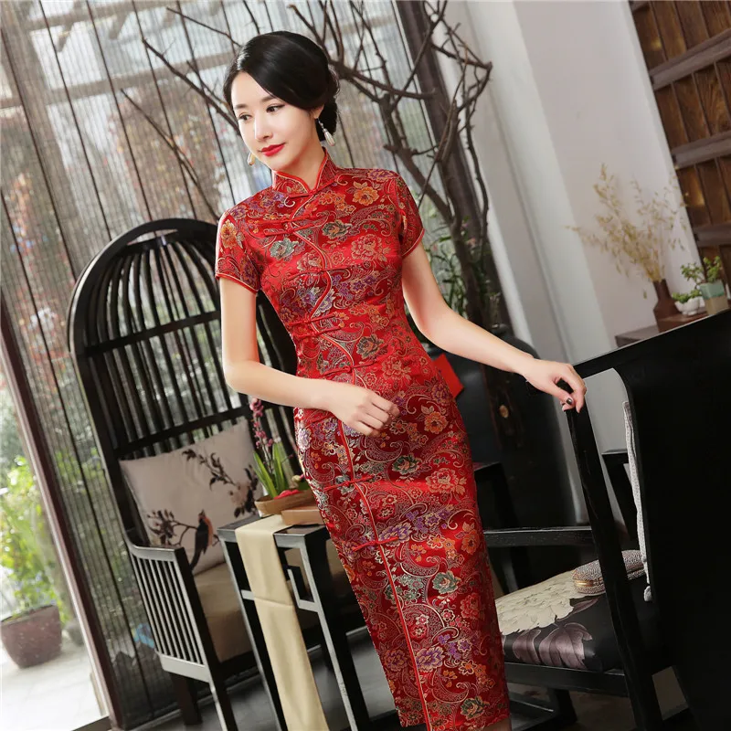 

S-5XL Plus Size Wedding Dress Cheongsam Short Sleeve Vintage Women Summer Dress Slim-fit Elegant Qipao 2026 Outfits