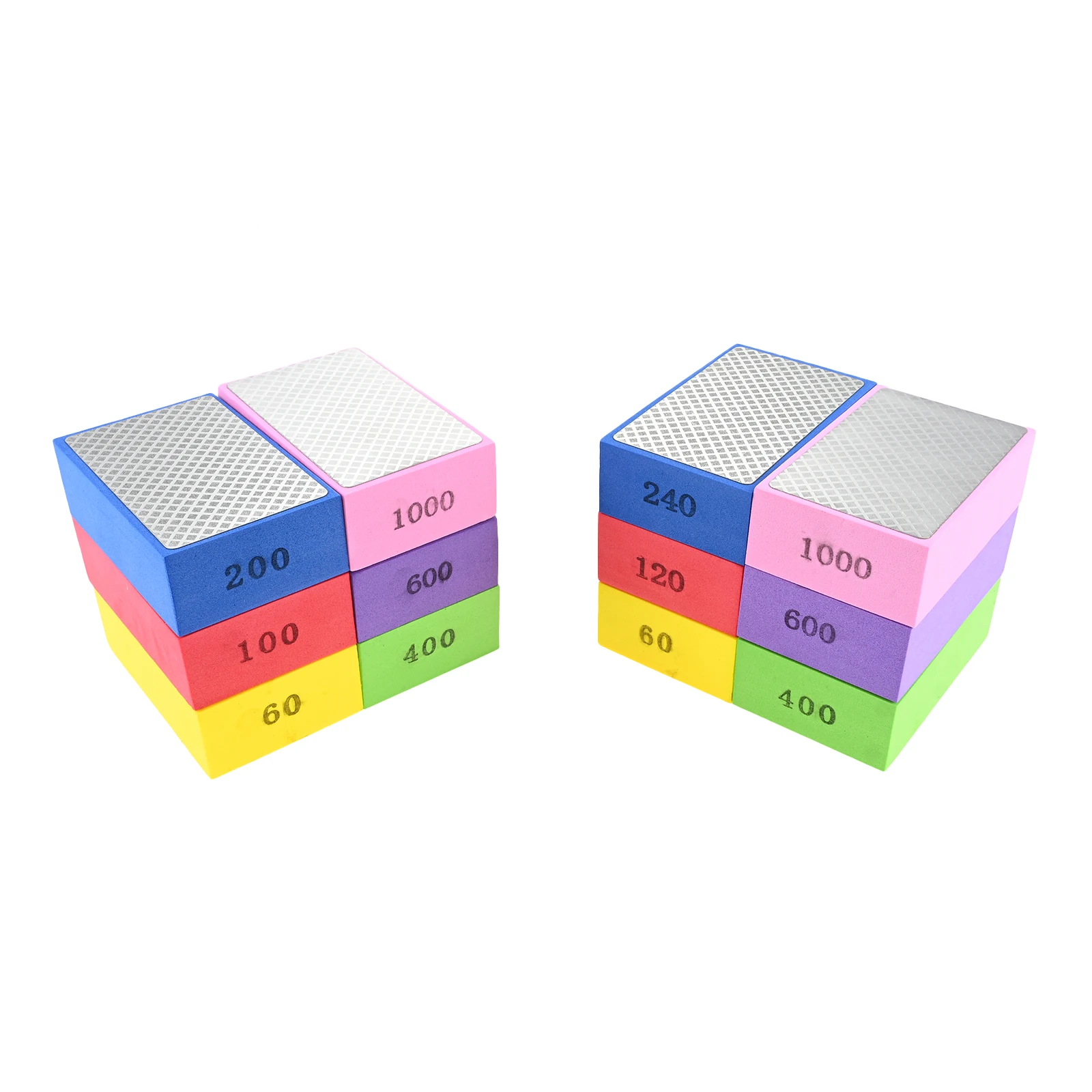 

6Pcs Diamond Hand Sanding Block Wet & Dry Diamond Sanding Pad 95x60x30mm 60 100/120 200/240 400 600 1000# for Metal Tile Ceramic