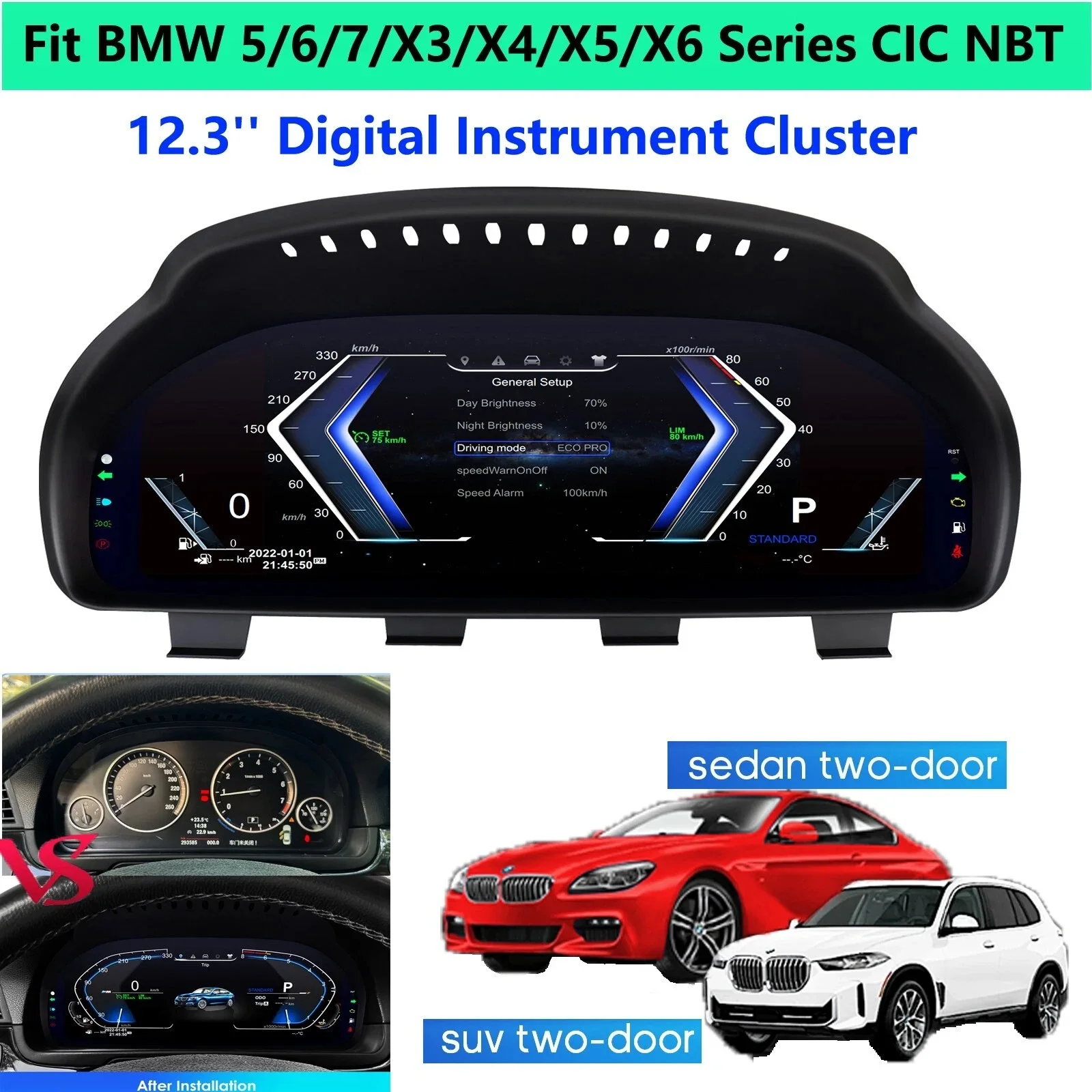 

12.3'' LCD Digital Instrument Cluster For BMW X3 X4 X5 X6 F01 F10 F15 F16 F25 F26 F07
