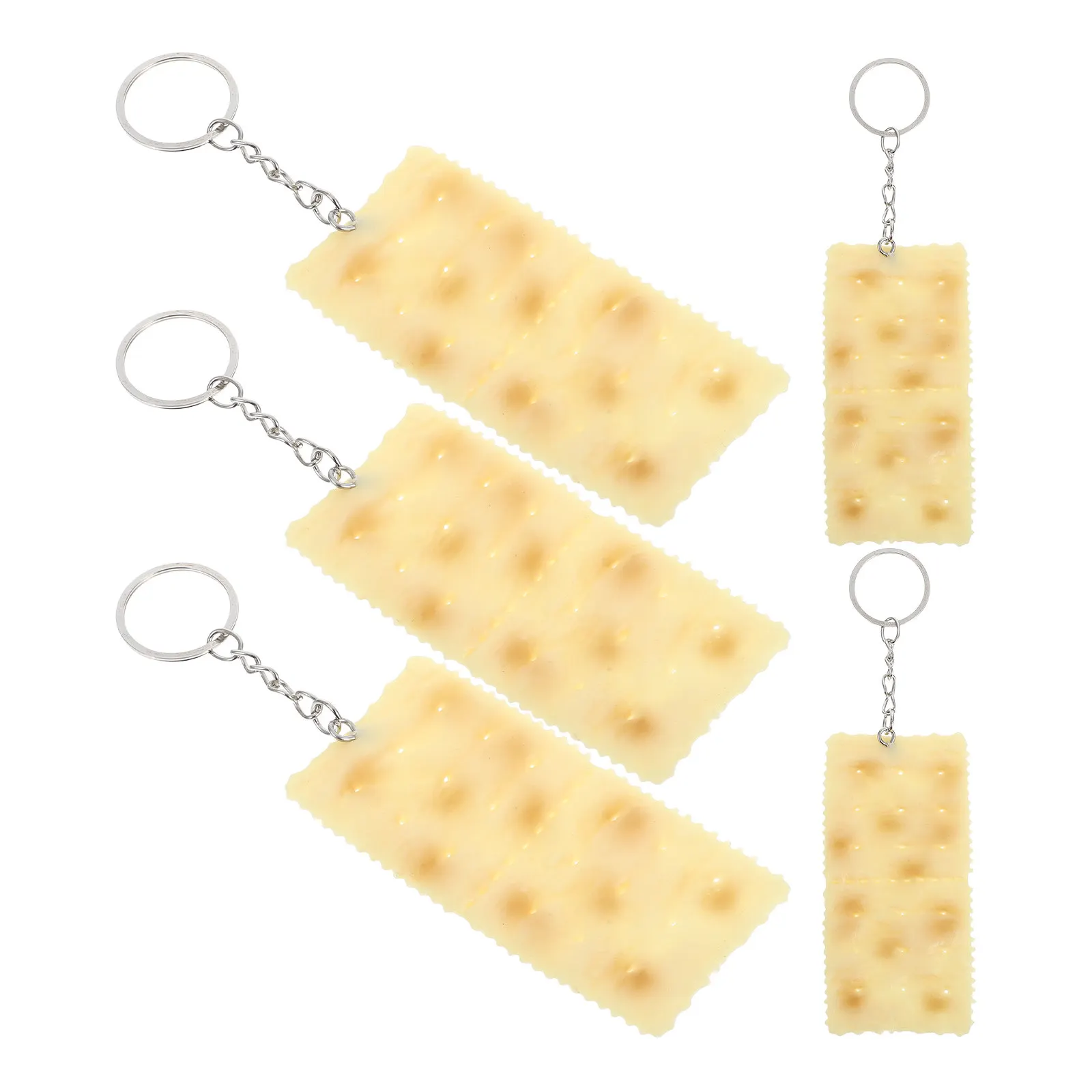 

5Pcs Hanging Lifelike Soda Crackers Keychain Creative Artificial Cookies Key Holder Purse Backpack Accessories Simulation Food