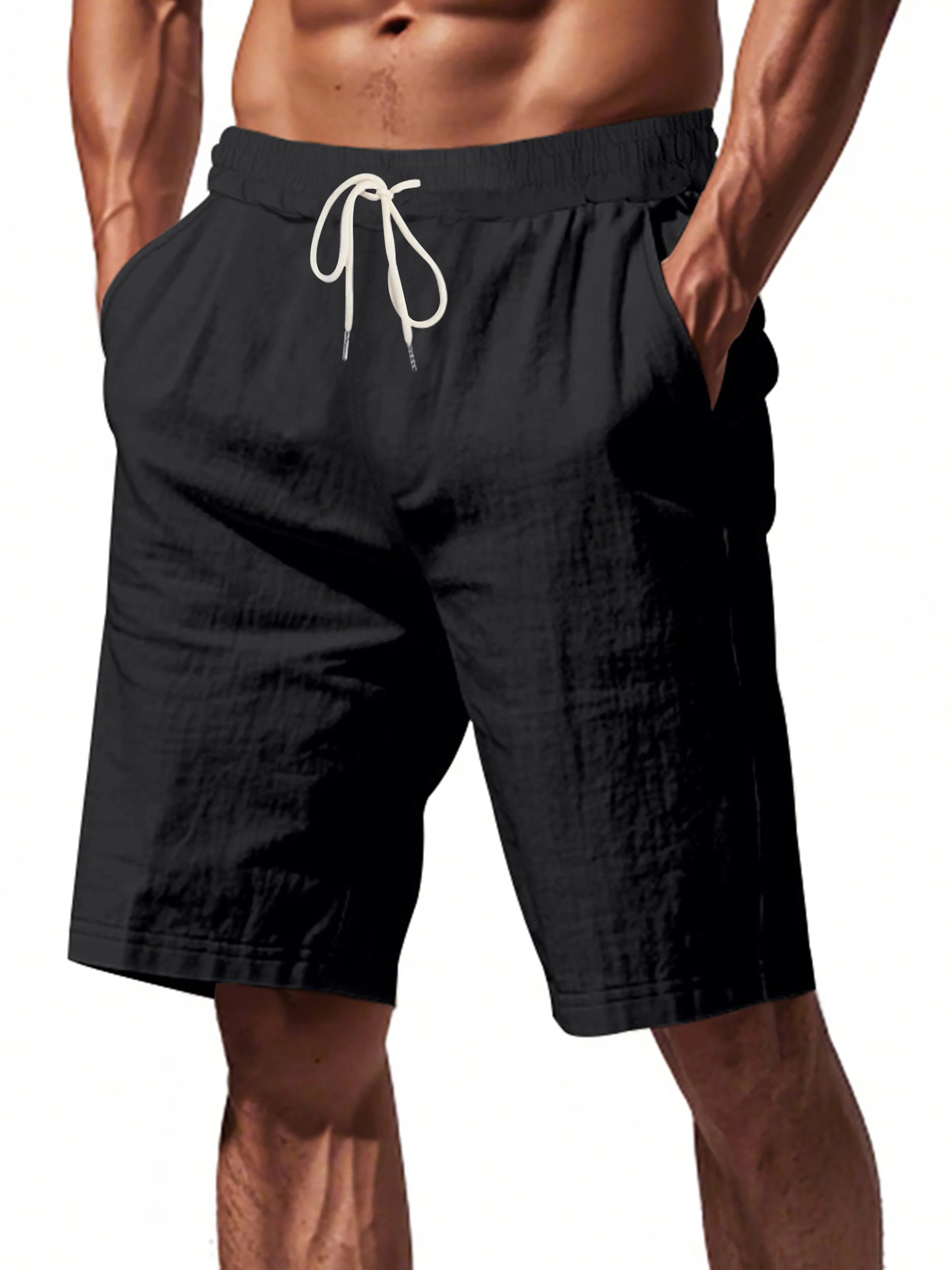 New Men's Cotton Linen Shorts Pants Male Summer Breathable Solid Color Linen Trousers Fitness Streetwear Man Clothing