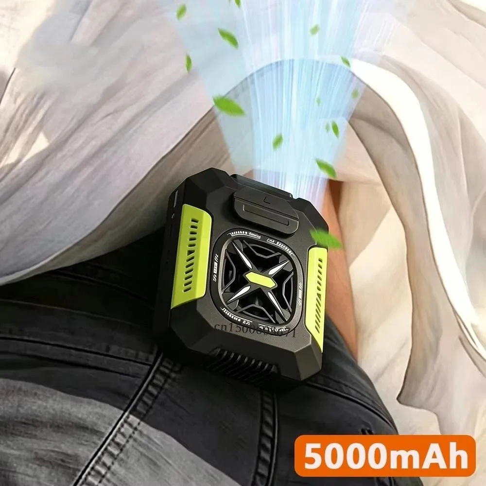 Durable 5000mAh Waist Mounted Fan Cooling Flashlight Waist Clip on Fan Portable Bladeless Mini Electric Fans Outdoor