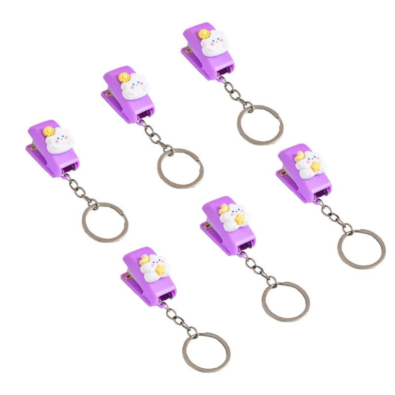 6 Pcs/Set Practical Stapler Book Binding Machines Keychains Cartoon Animal Stapler Keyrings School Office Accessories