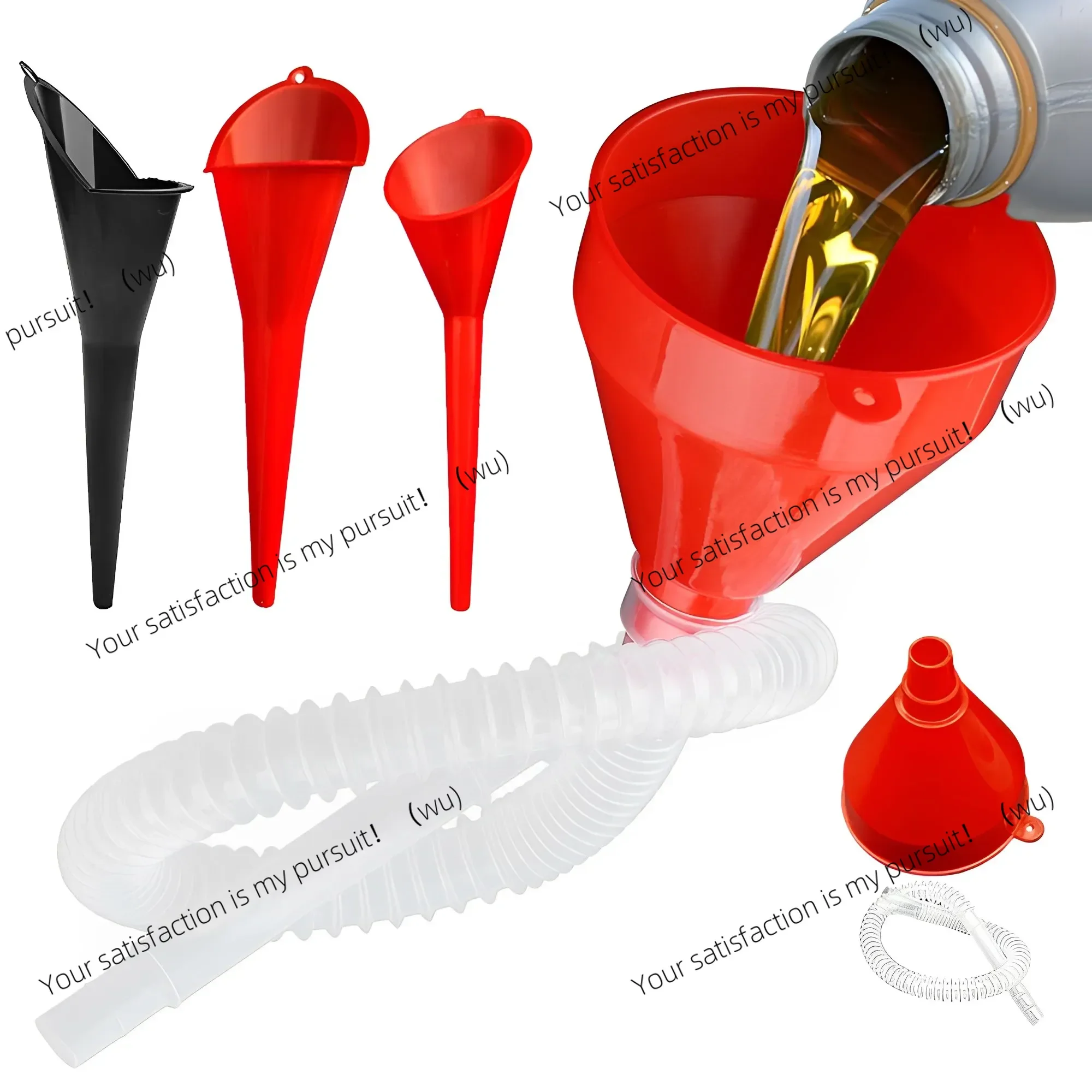 Auto long tube refueling funnel, telescopic removable hose extender, filling tool