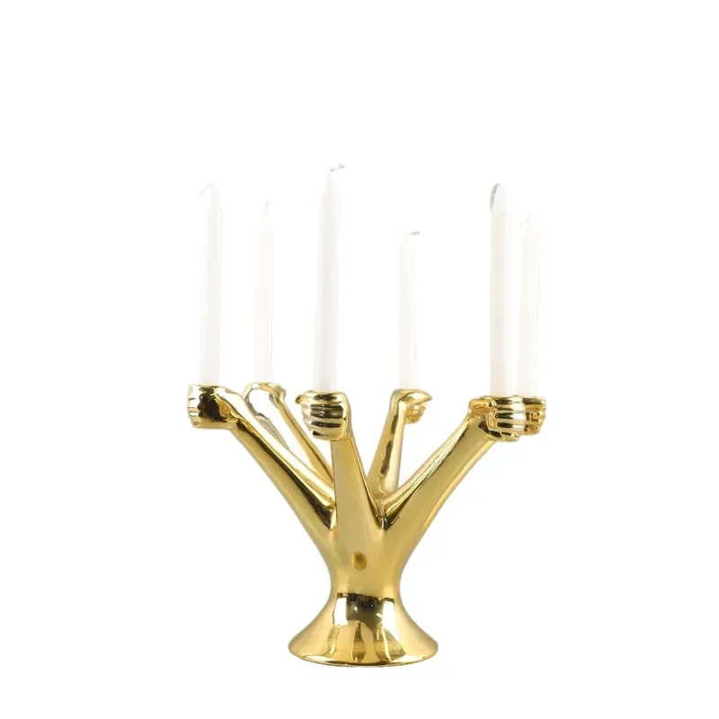 Nordic Creative Art Resin Wrist Modeling Candlestick Decorative Ornament for Restaurant Villa Hotel Soft Decoration Home