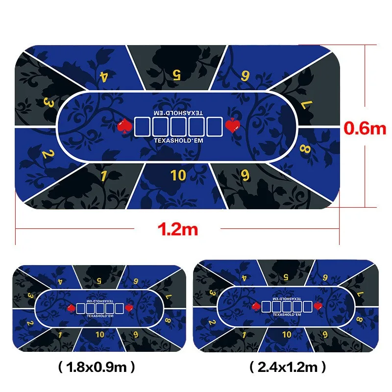 120x60cm Thick Texas Poker Mat Rubber Tablecloth Nonslip Game Layout Mat Tabletop Holdem Mats for Home Entertainment