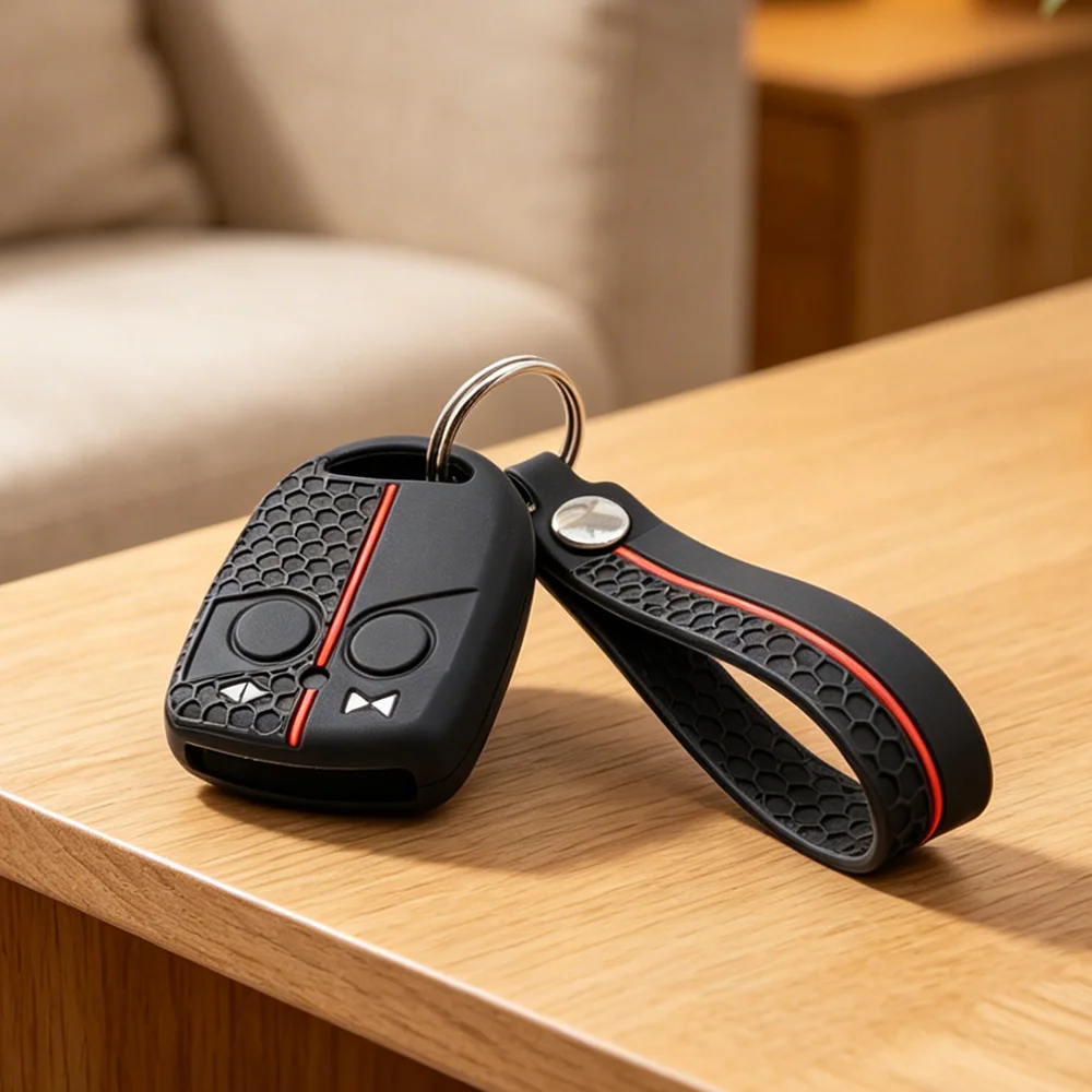 Non‑Slip Textured Silicone Key Shell With Keychain for DAF XF 105 XG Volvo Mercedes Benz Sprinter Remote Key Protector