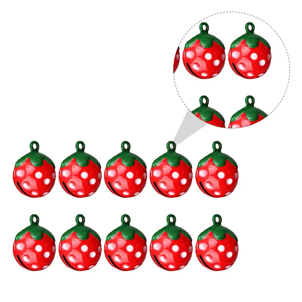 

10 Pcs Strawberry Bells Iron Collar Mini Pendant Cartoon Shape Necklace Cat Dog Accessories Pet Supplies Safety Buckle Lovely