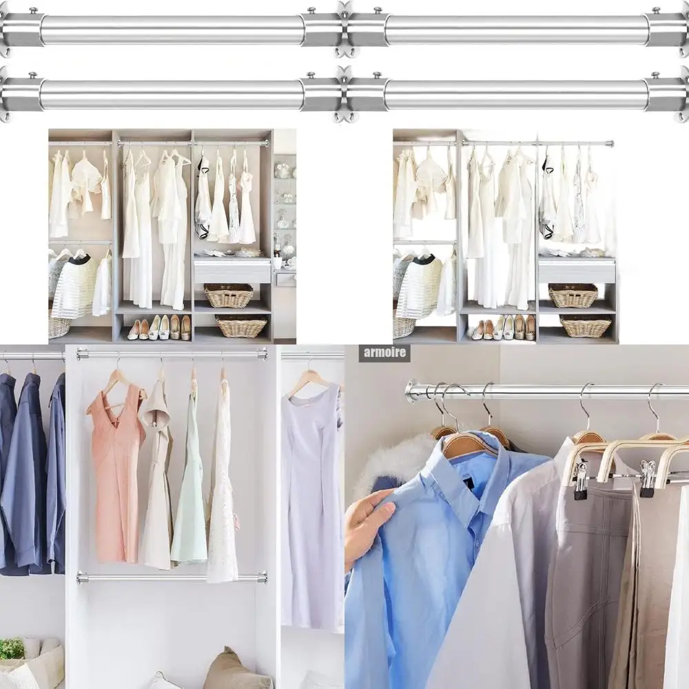 

Sturdy 304 Stainless Steel Closet Pole, 32mm Diameter, 36 Length, Set of 2 with Flange Brackets