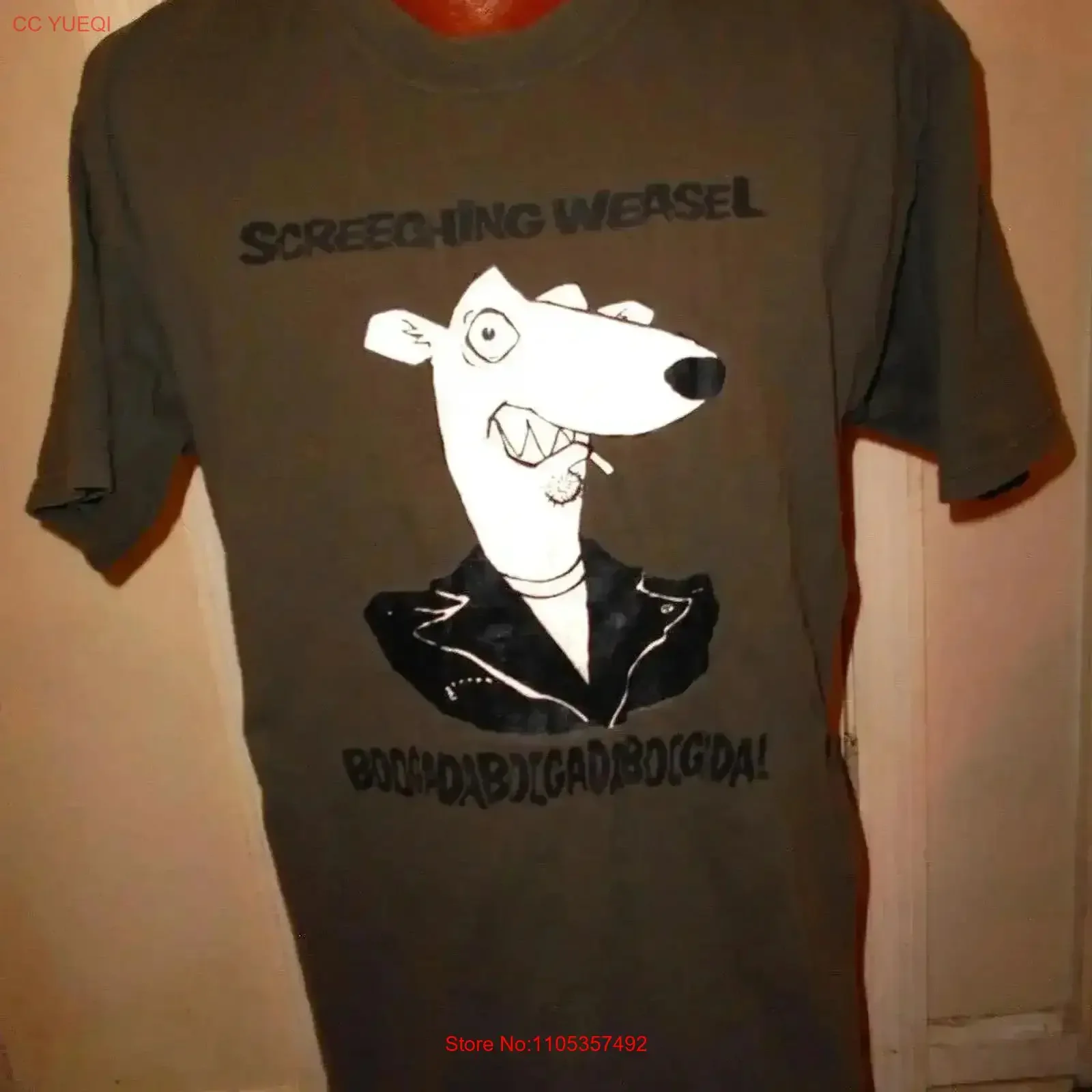 Vintage 90s Screeching Weasel Boogada Men's Large Brown T Shirt vintage Washed Slightly Comfortable Casual Versatile Stylish