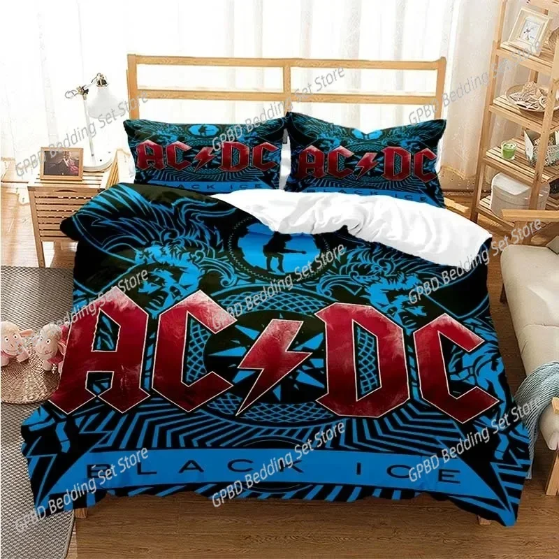 

2024 Fashion AC/DC Rock Band Bedding Set Single Twin Double Queen King Cal King Size Bed Linen Set